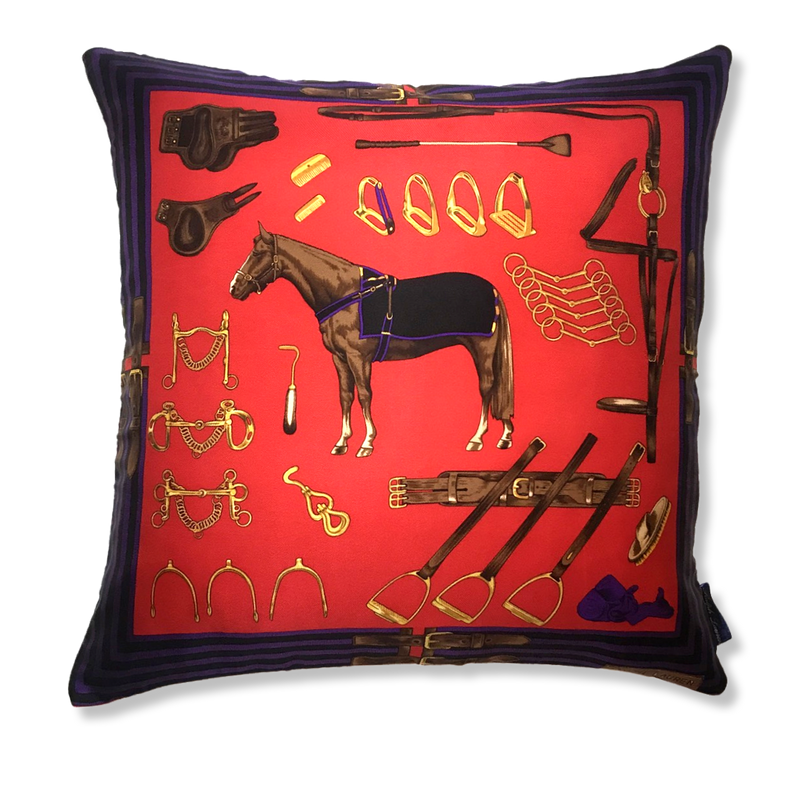 Vintage Ralph Lauren Equestrian Red Vintage Silk Scarf Pillow Cover 20 –  Modern Equestrian Shop
