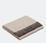 Herringbone Alpaca Blanket, White/Gray